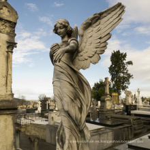 Piedra que talla la estatua de mármol del ángel del jardín al aire libre para la decoración